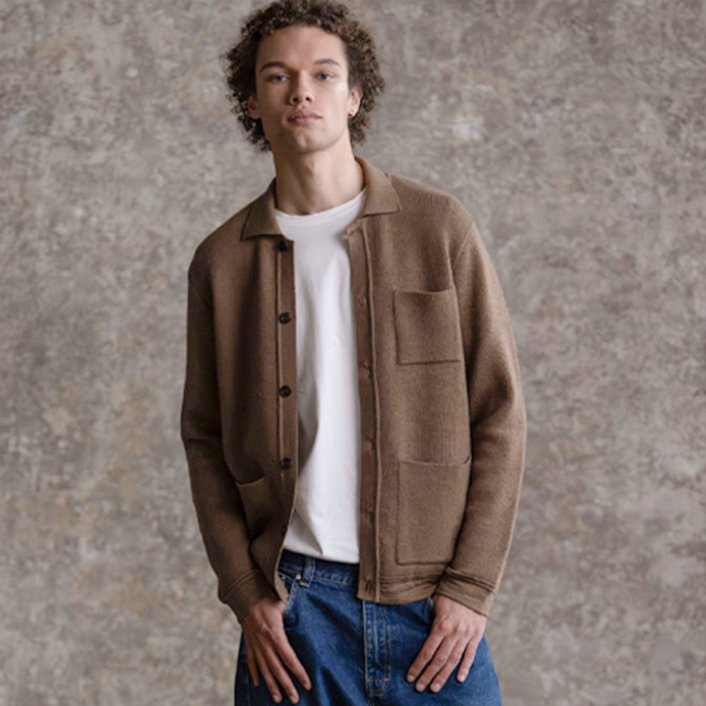 veste/chemise “SOUL” chiné marron caramel - Laine Mérinos recyclée