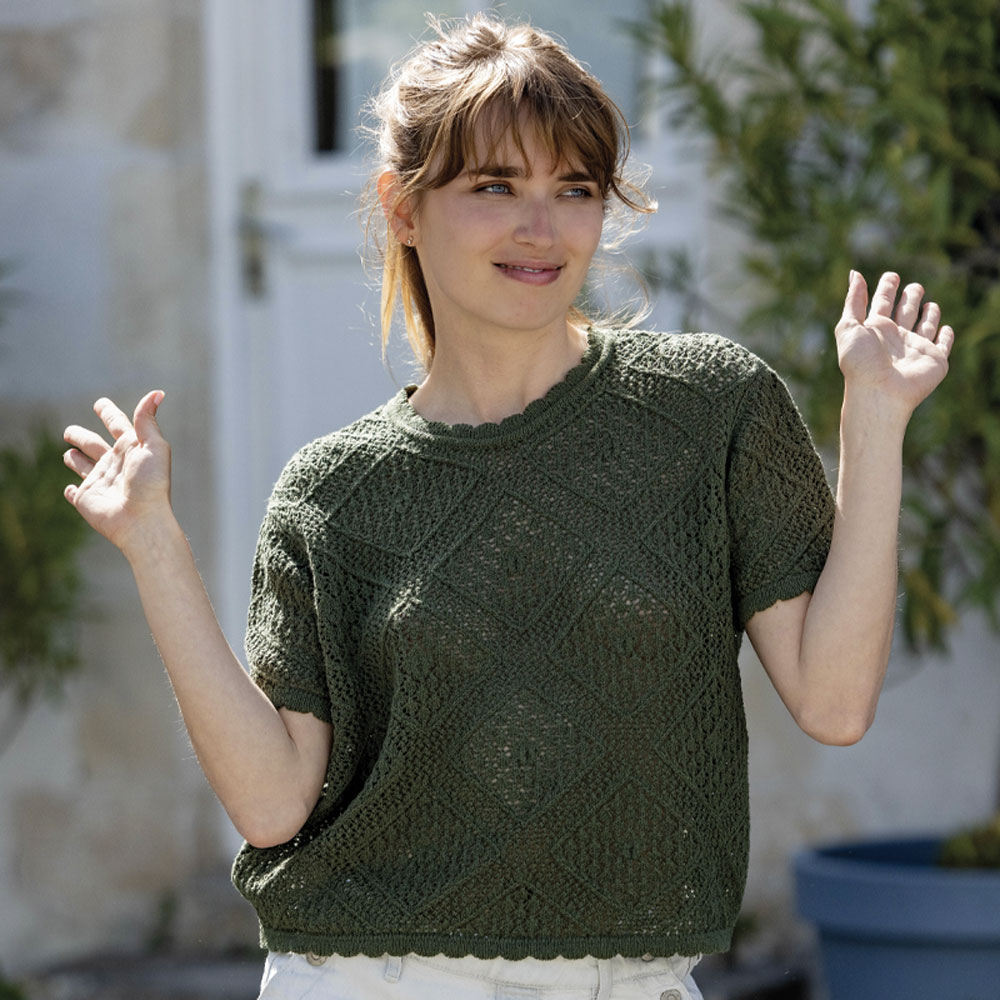 pull “ESCAPADE” vert kaki - Coton recyclé