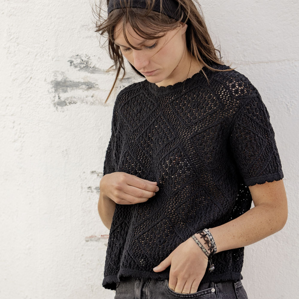 pull “ESCAPADE” noir - Coton recyclé