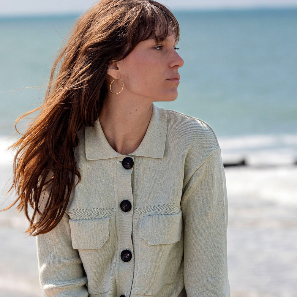 veste/chemise “CITADINE” vert d'eau - Coton recyclé
