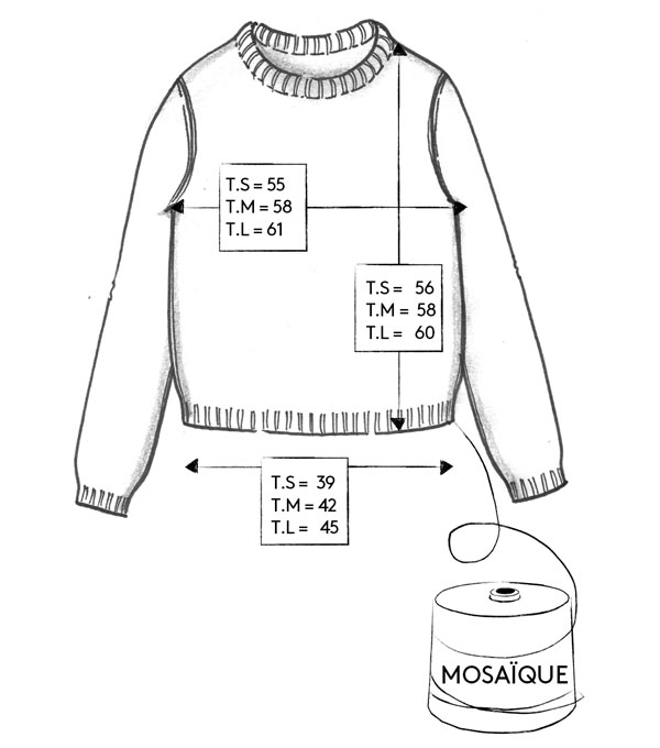 Correspondance de tailles du pull MOSAÏQUE