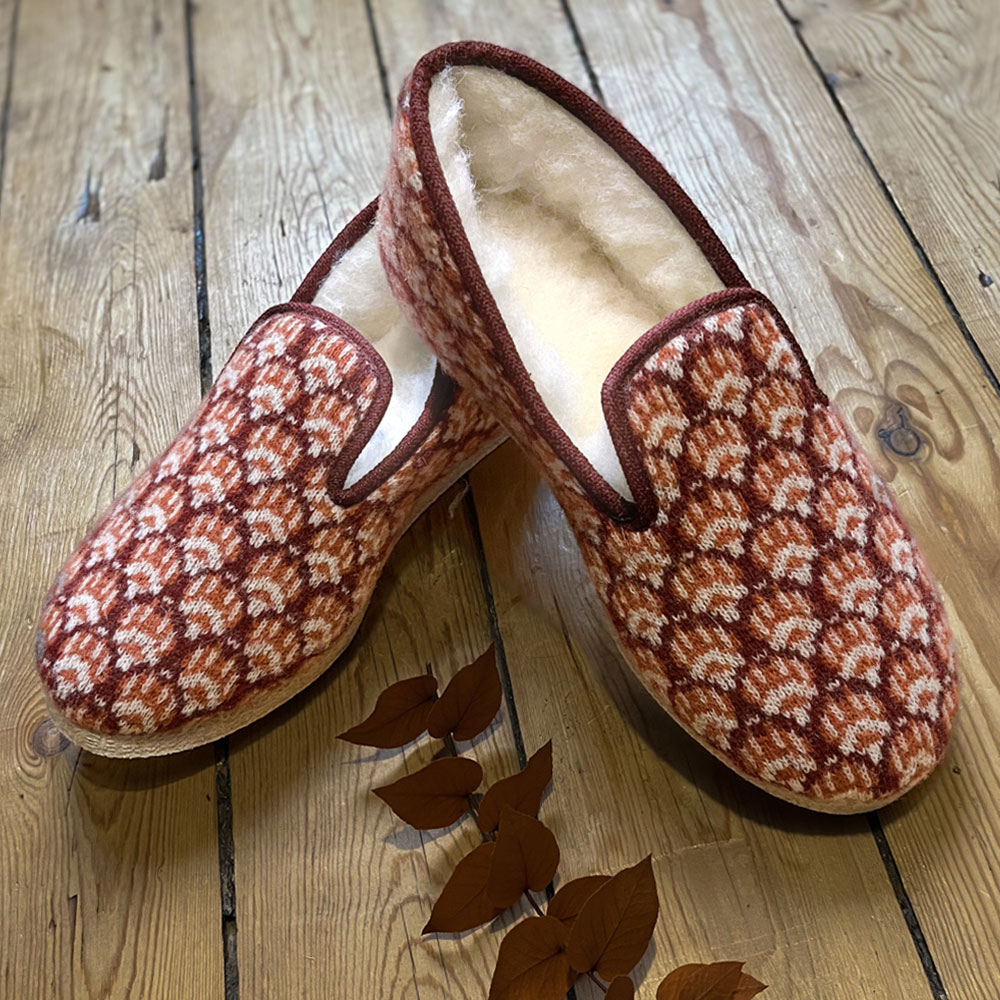 charentaise femme “CHILL” rose/bordeaux - Laine recyclée